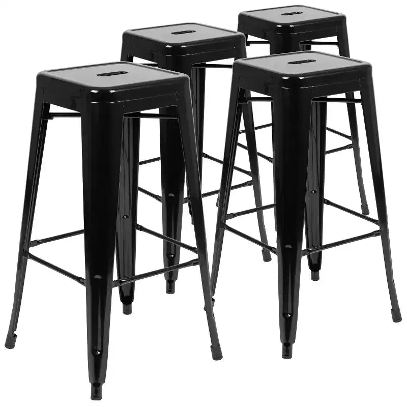 Emma and Oliver 4 Pack 30 High Metal Indoor Bar Stool - Stackable Stool
