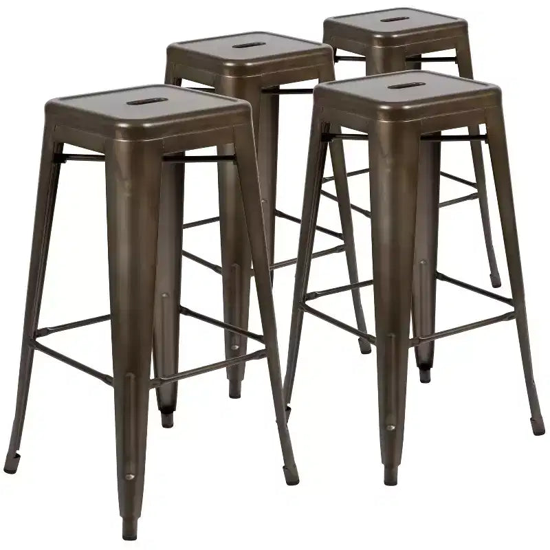 Tabouret de bar d'intérieur en métal de 76,2 cm Emma and Oliver, lot de 4 - Tabouret empilable