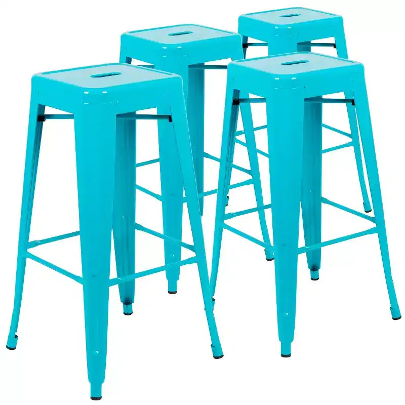 Tabouret de bar d'intérieur en métal de 76,2 cm Emma and Oliver, lot de 4 - Tabouret empilable