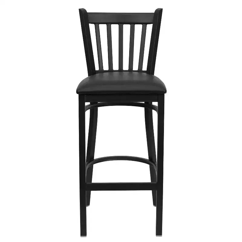Emma and Oliver Black Vertical Back Metal Restaurant Dining Barstool
