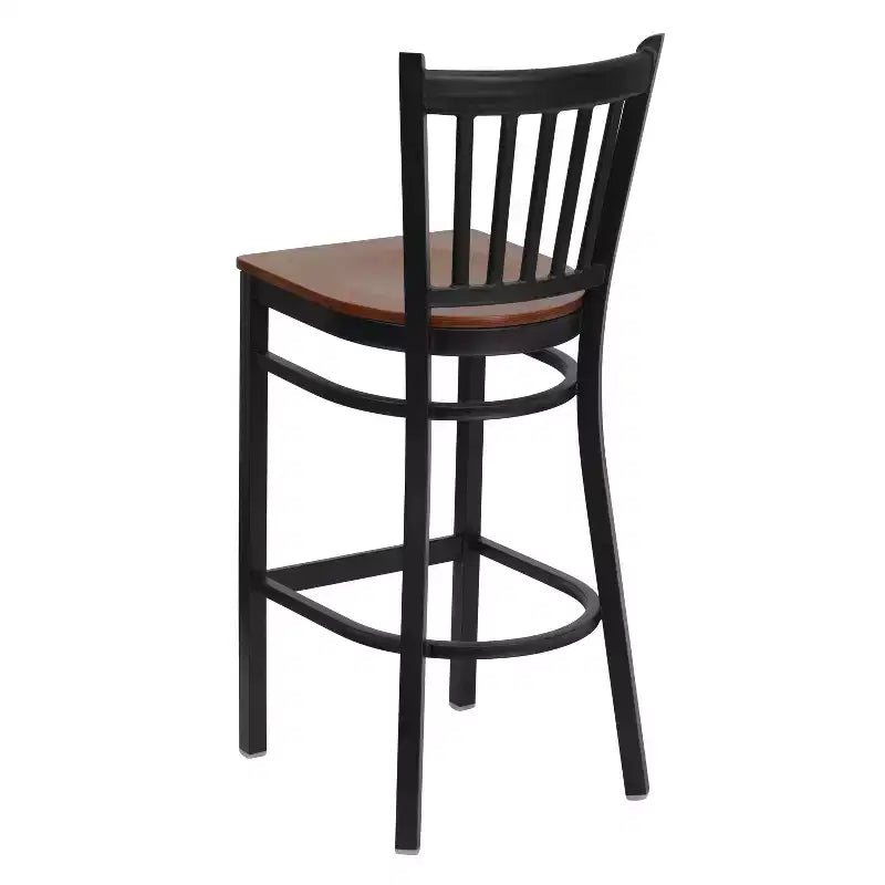 Emma and Oliver Black Vertical Back Metal Restaurant Dining Barstool