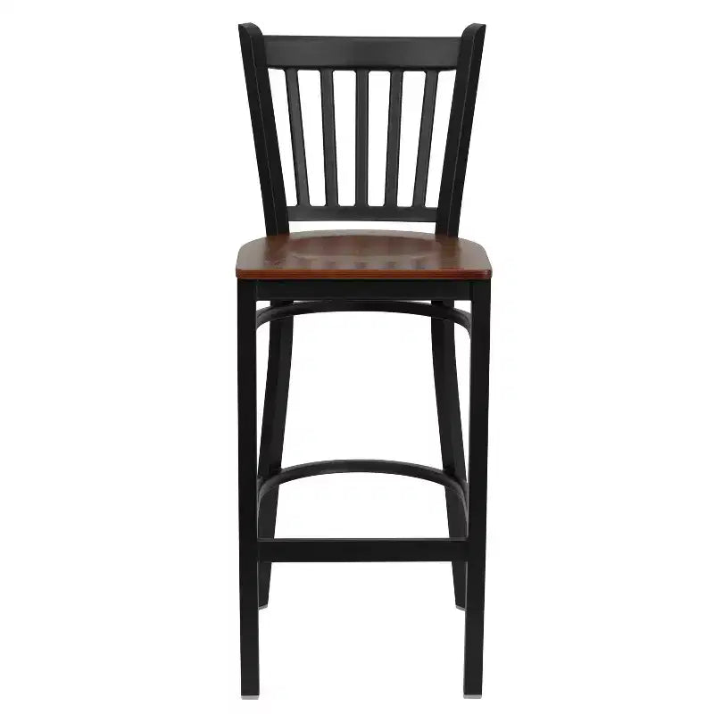 Emma and Oliver Black Vertical Back Metal Restaurant Dining Barstool