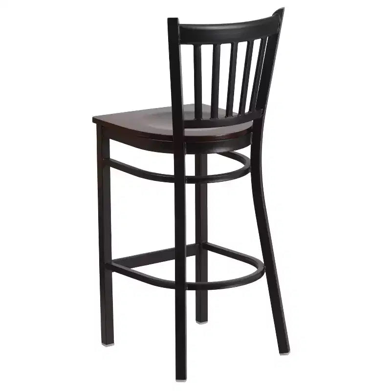 Emma and Oliver Black Vertical Back Metal Restaurant Dining Barstool
