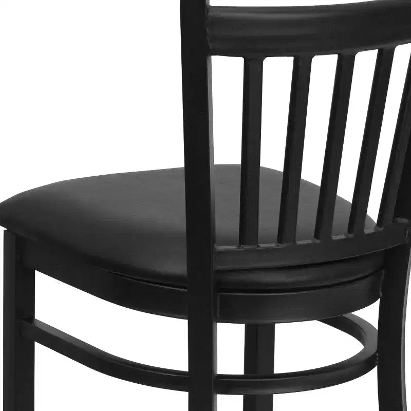 Emma and Oliver Black Vertical Back Metal Restaurant Dining Barstool