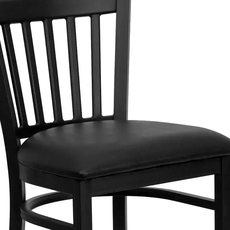 Emma and Oliver Black Vertical Back Metal Restaurant Dining Barstool