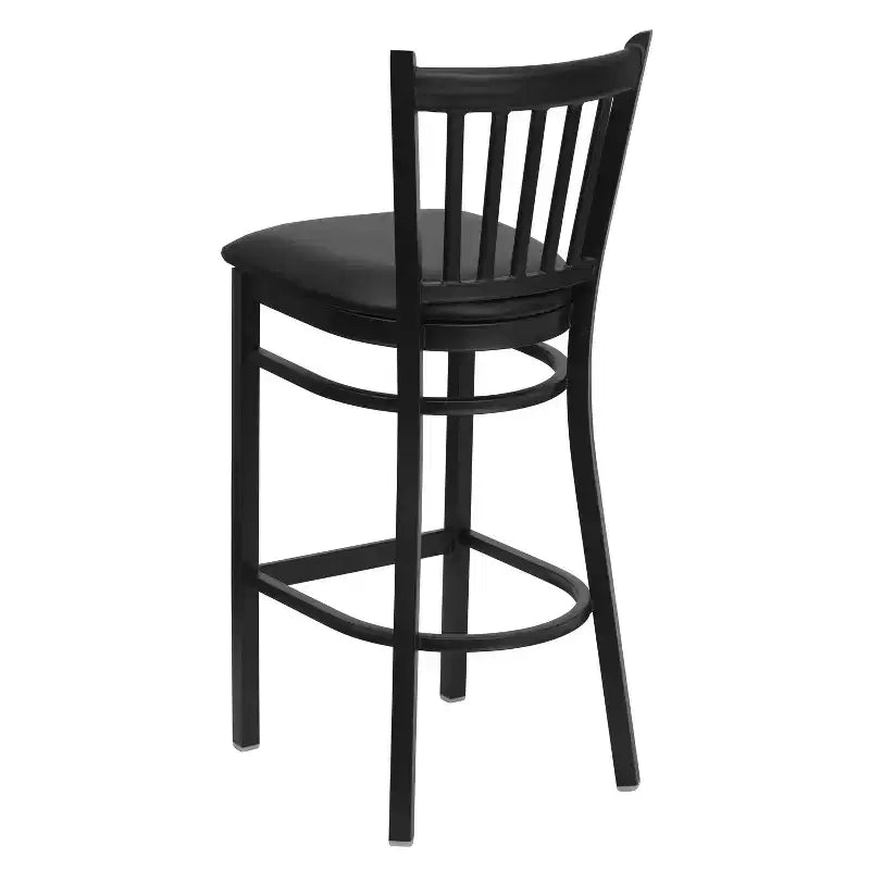 Emma and Oliver Black Vertical Back Metal Restaurant Dining Barstool