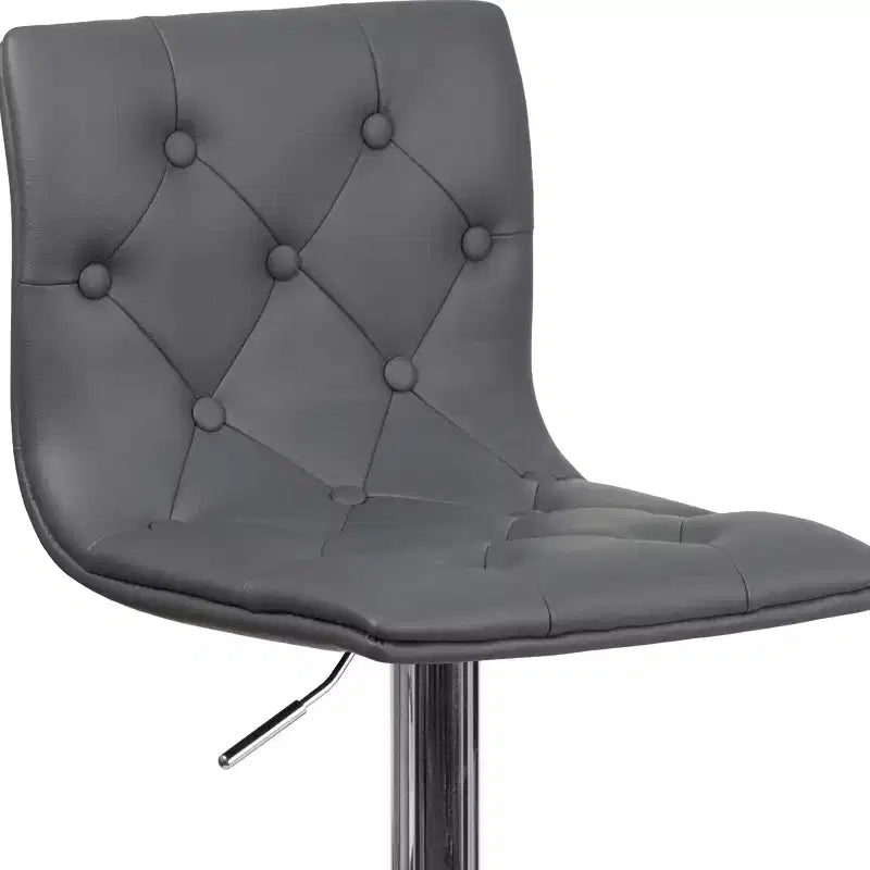 Emma and Oliver Button Tufted Vinyl Adjustable Height Barstool with Chrome Base