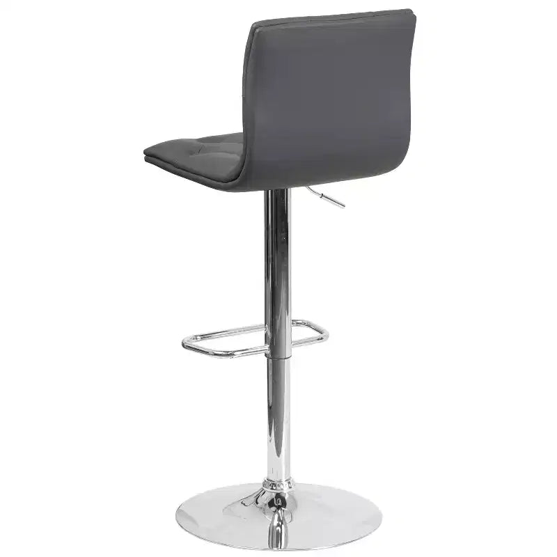 Emma and Oliver Button Tufted Vinyl Adjustable Height Barstool with Chrome Base