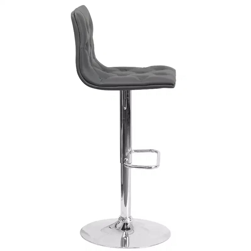 Emma and Oliver Button Tufted Vinyl Adjustable Height Barstool with Chrome Base