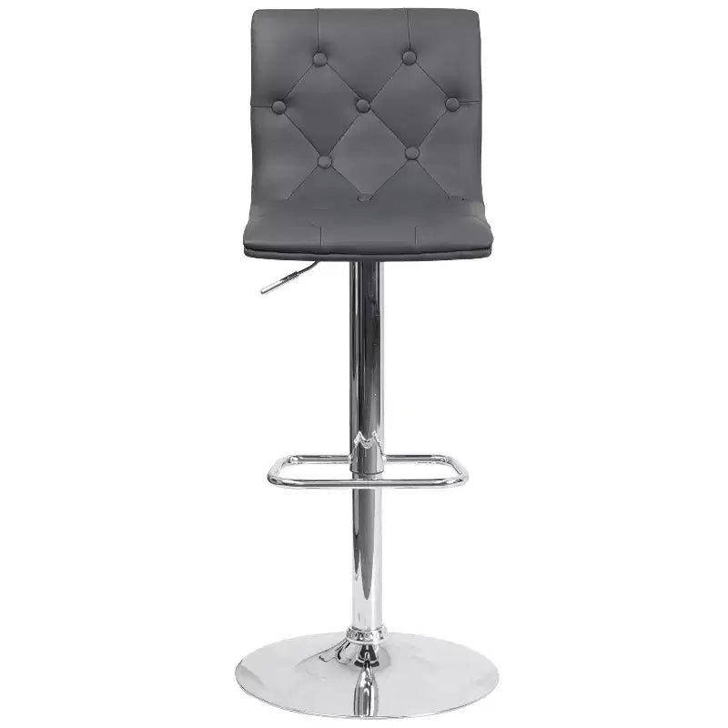Emma and Oliver Button Tufted Vinyl Adjustable Height Barstool with Chrome Base