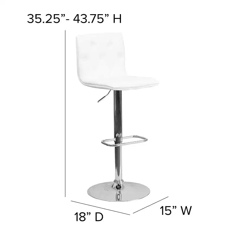 Emma and Oliver Button Tufted Vinyl Adjustable Height Barstool with Chrome Base