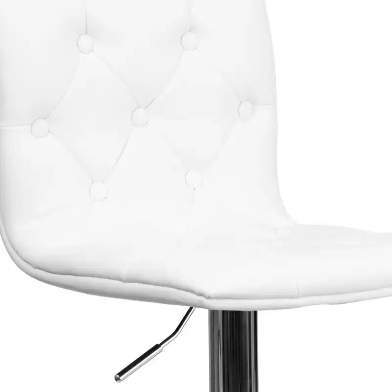 Emma and Oliver Button Tufted Vinyl Adjustable Height Barstool with Chrome Base