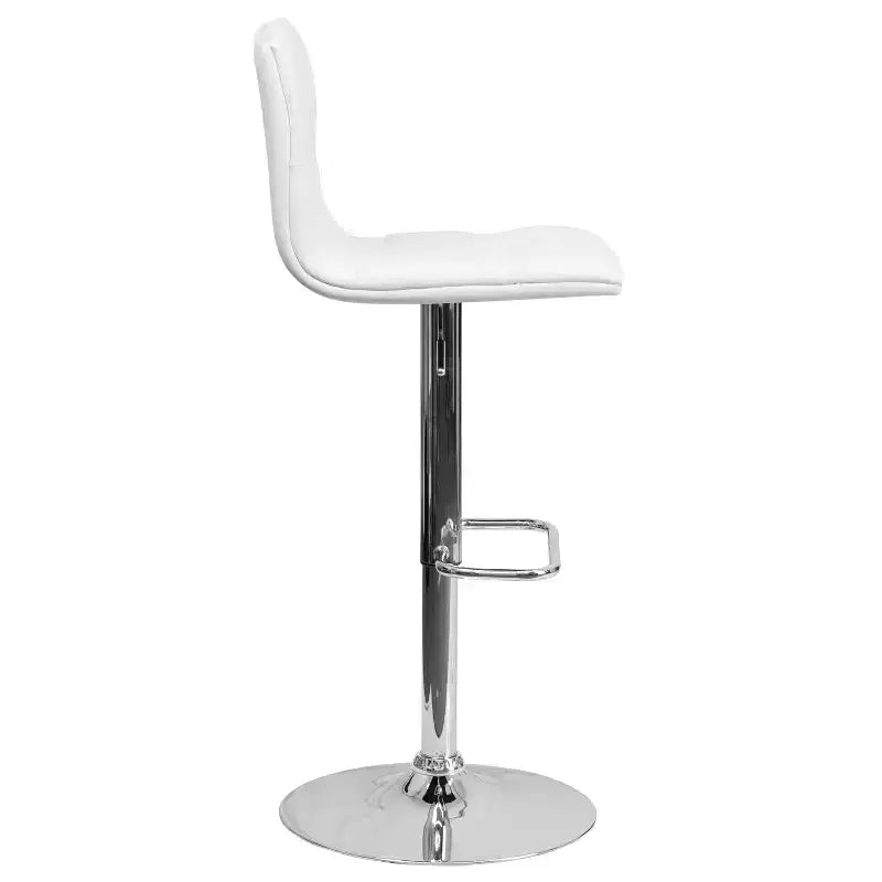 Emma and Oliver Button Tufted Vinyl Adjustable Height Barstool with Chrome Base