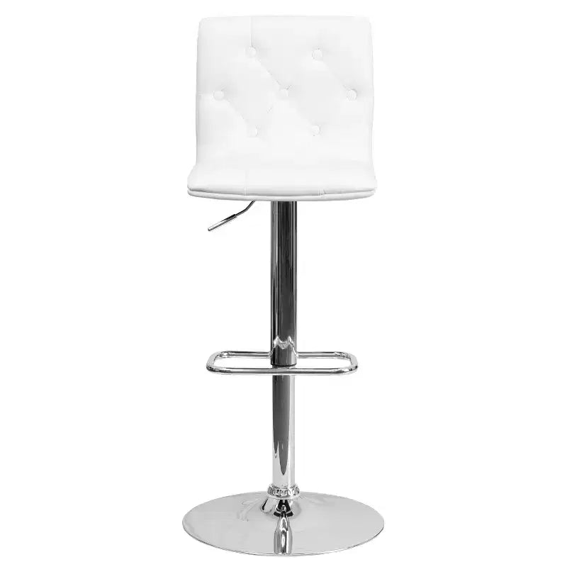 Emma and Oliver Button Tufted Vinyl Adjustable Height Barstool with Chrome Base