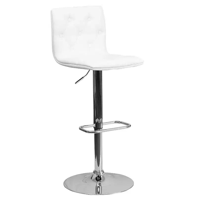 Emma and Oliver Button Tufted Vinyl Adjustable Height Barstool with Chrome Base