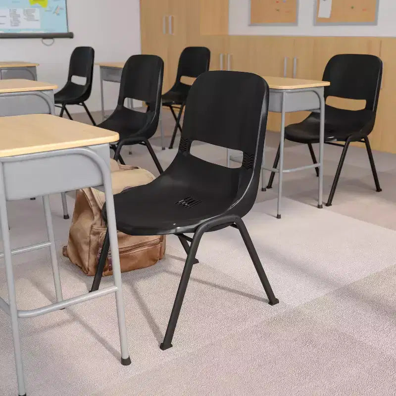Emma and Oliver Ergonomic Shell Student Stack Chair - Classroom Chair / Office Guest Chair