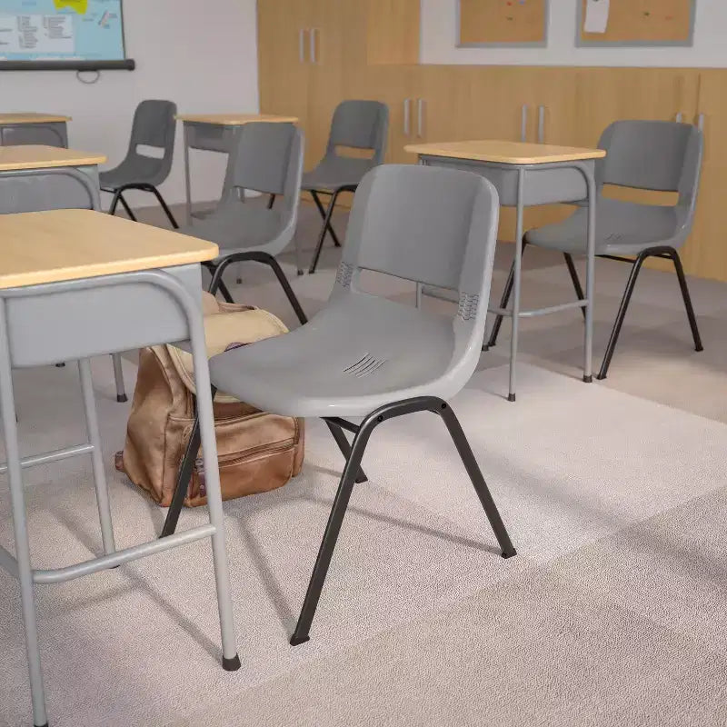 Emma and Oliver Ergonomic Shell Student Stack Chair - Classroom Chair / Office Guest Chair