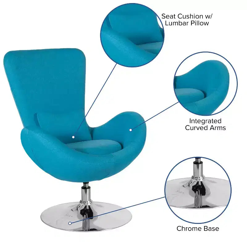 Emma and Oliver Swiveling Side Reception Chair with Back Pillow