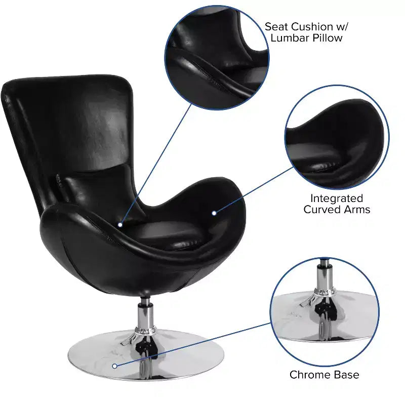 Emma and Oliver Swiveling Side Reception Chair with Back Pillow