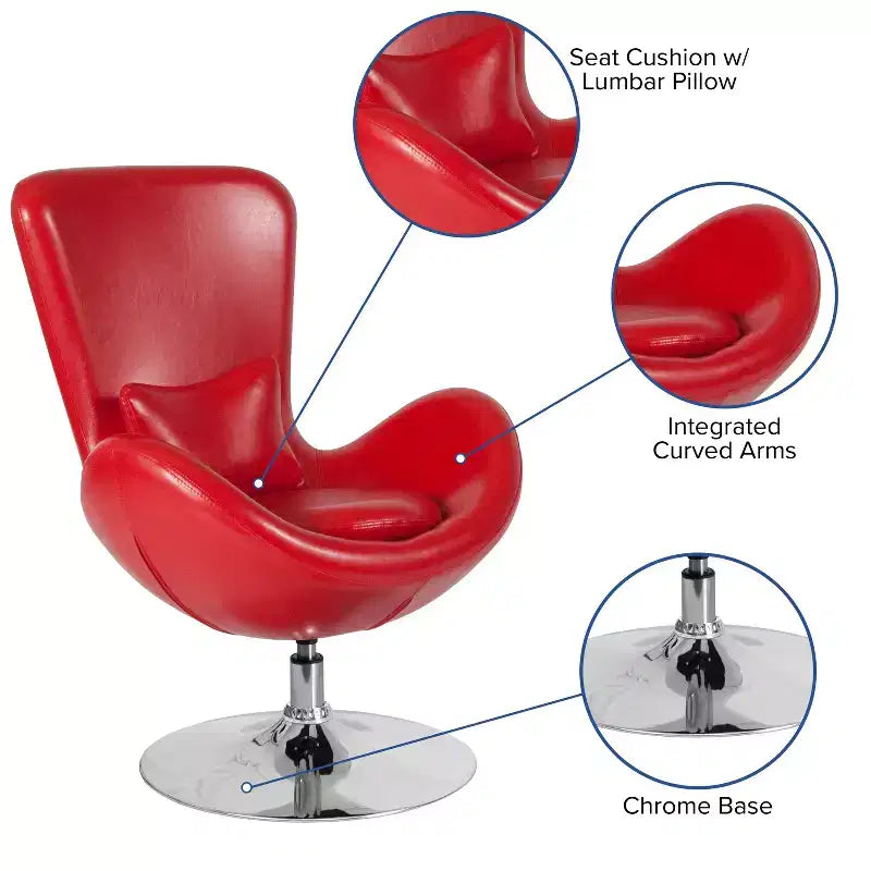 Emma and Oliver Swiveling Side Reception Chair with Back Pillow