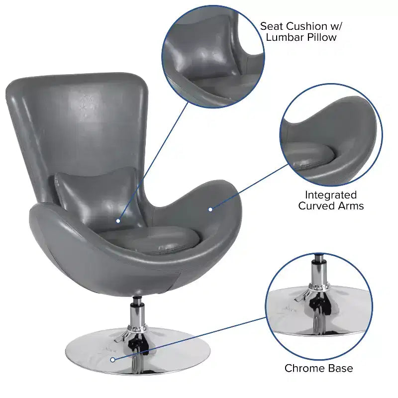 Emma and Oliver Swiveling Side Reception Chair with Back Pillow