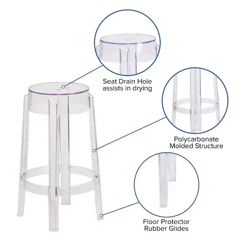 Emma and Oliver 25.75H Transparent Counter Height Stool