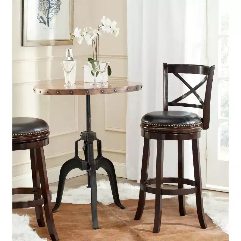 Butler Swivel Bar Stool - FOX7014 - Cappuccino/Black - Safavieh Couture