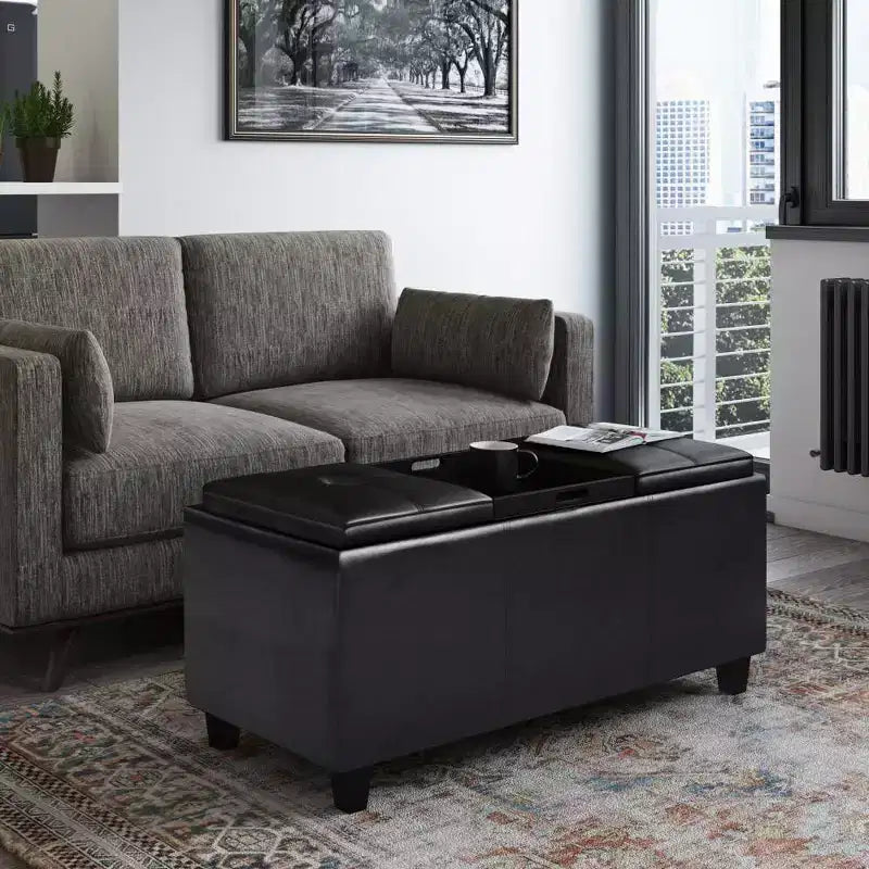 Franklin Tray Storage Ottoman with Lift Up Lids - WyndenHall
