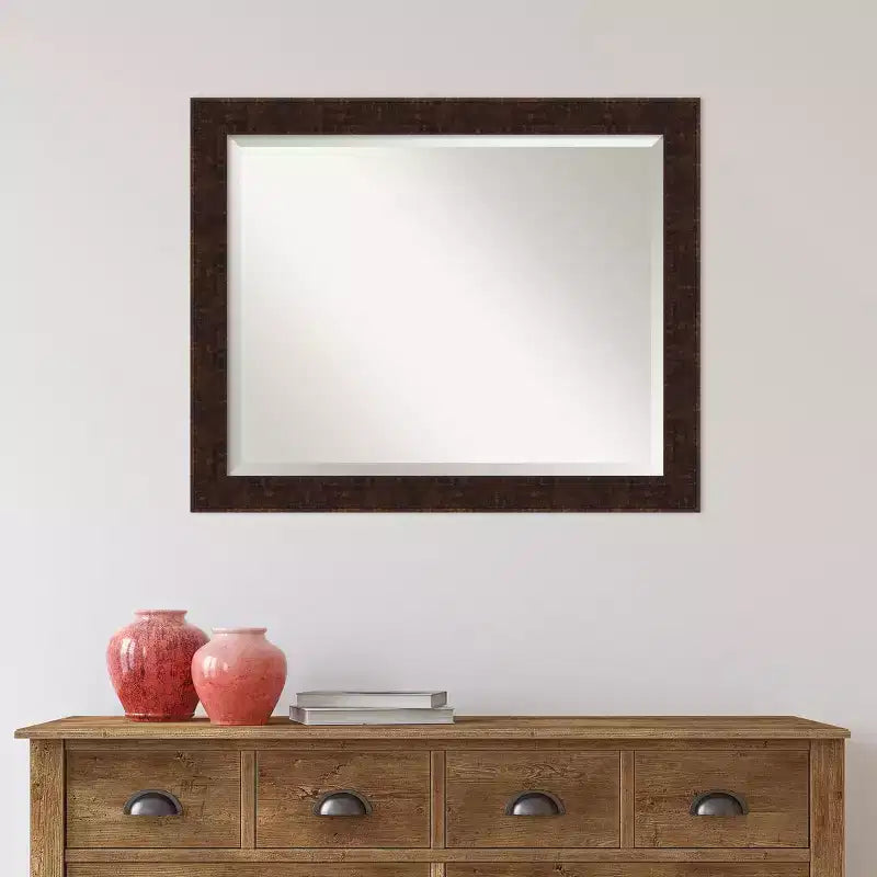 William Narrow Framed Bathroom Vanity Wall Mirror Bronze - Amanti Art