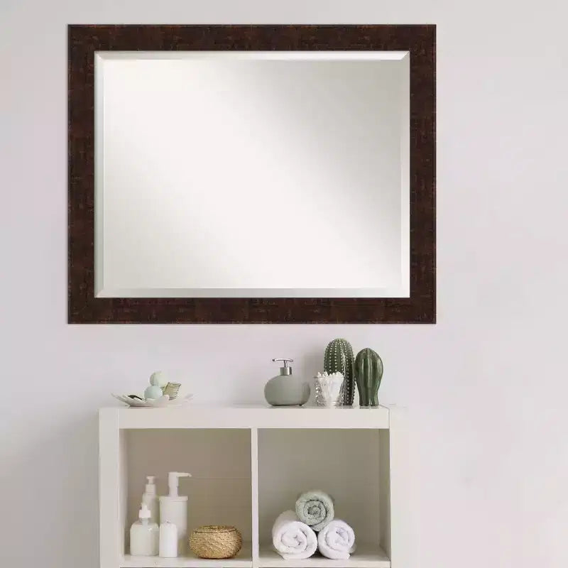 William Narrow Framed Bathroom Vanity Wall Mirror Bronze - Amanti Art