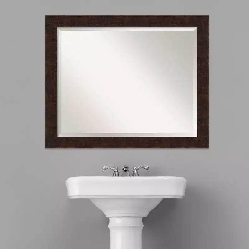 William Narrow Framed Bathroom Vanity Wall Mirror Bronze - Amanti Art