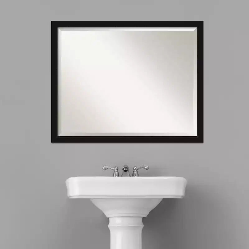 Avon Narrow Framed Bathroom Vanity Wall Mirror Black - Amanti Art