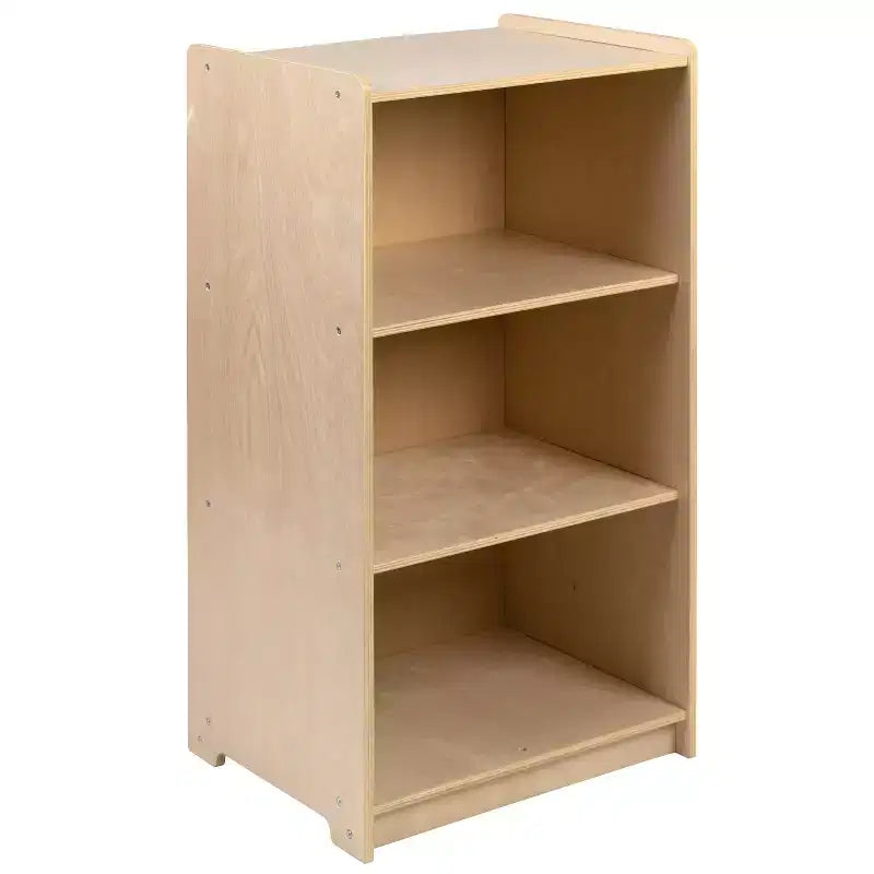 Flash Furniture Wooden 3 Section School Classroom Storage Cabinet for Commercial or Home Use - Safe, Kid Friendly Design - 36H (Natural)
