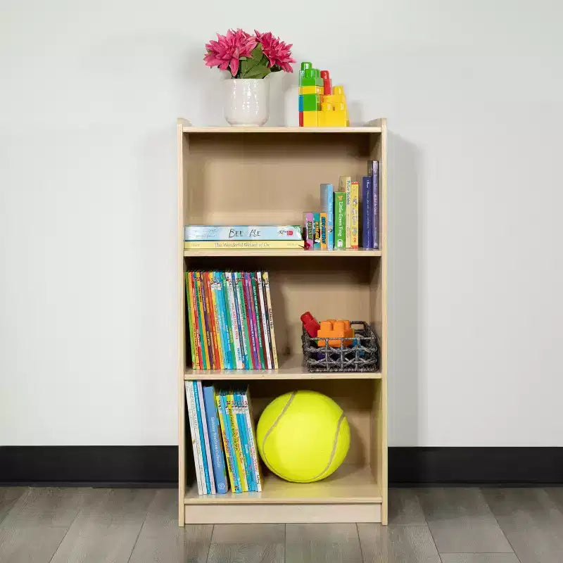 Flash Furniture Wooden 3 Section School Classroom Storage Cabinet for Commercial or Home Use - Safe, Kid Friendly Design - 36H (Natural)