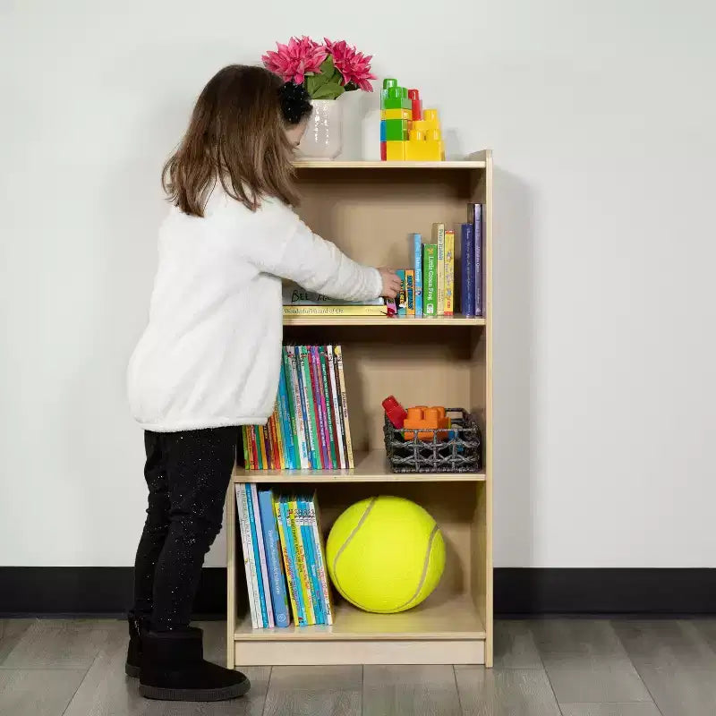 Flash Furniture Wooden 3 Section School Classroom Storage Cabinet for Commercial or Home Use - Safe, Kid Friendly Design - 36H (Natural)