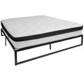 Flash Furniture 14 Inch Metal Platform Bed Frame with 12 Inch Memory Foam Pocket Spring Mattress in a Box (No Box Spring Required)