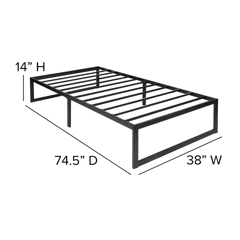 Flash Furniture 14 Inch Metal Platform Bed Frame with 12 Inch Memory Foam Pocket Spring Mattress in a Box (No Box Spring Required)