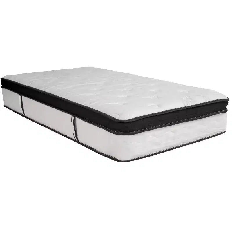 Flash Furniture 14 Inch Metal Platform Bed Frame with 12 Inch Memory Foam Pocket Spring Mattress in a Box (No Box Spring Required)