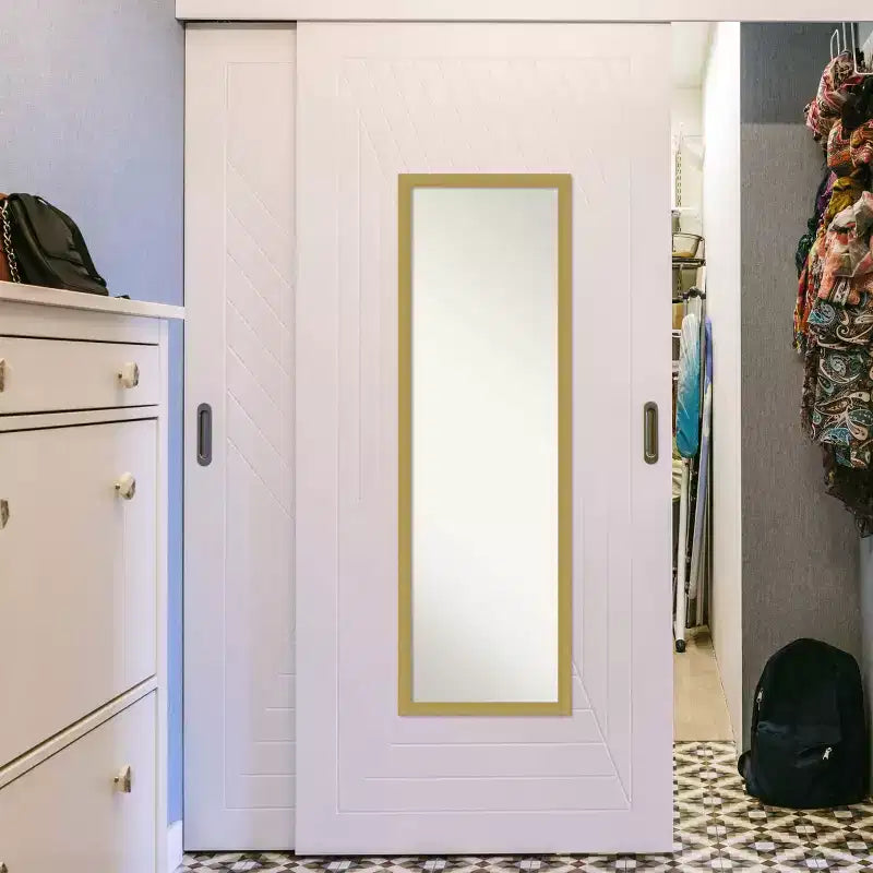 Brace Brushed Framed Full Length on the Door Mirror - Amanti Art