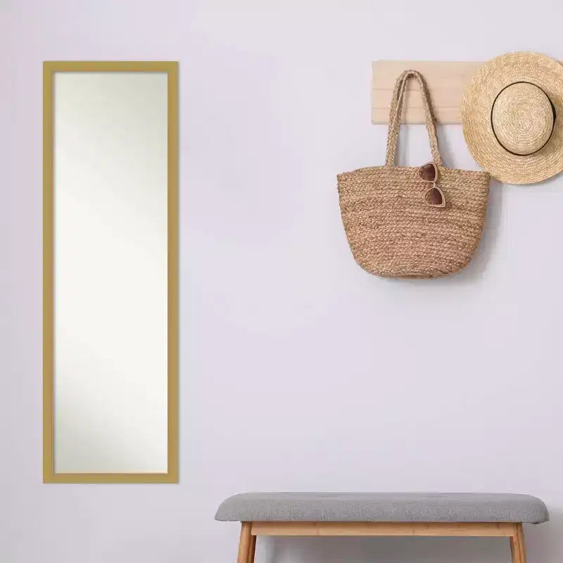 Brace Brushed Framed Full Length on the Door Mirror - Amanti Art