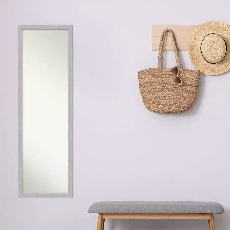 Brace Brushed Framed Full Length on the Door Mirror - Amanti Art