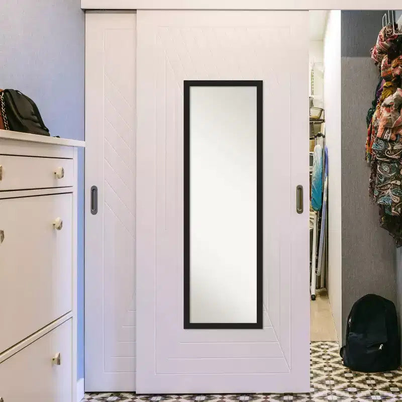 Brace Brushed Framed Full Length on the Door Mirror - Amanti Art