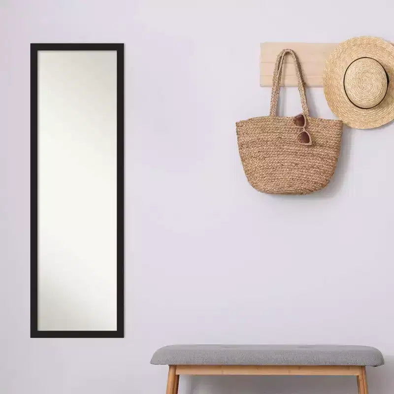 Brace Brushed Framed Full Length on the Door Mirror - Amanti Art