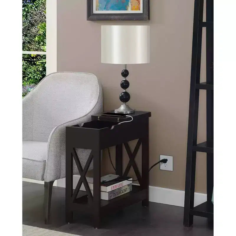 Oxford Flip Top End Table with Charging Station - Breighton Home