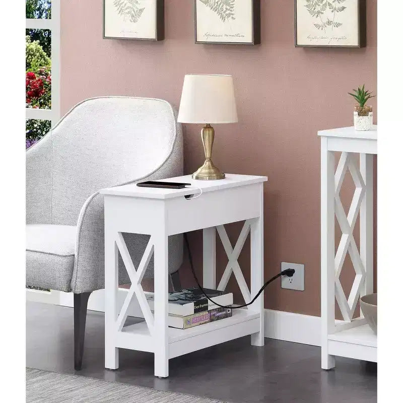 Oxford Flip Top End Table with Charging Station - Breighton Home
