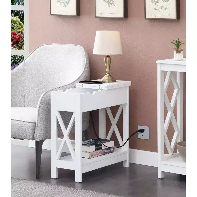 Oxford Flip Top End Table with Charging Station - Breighton Home