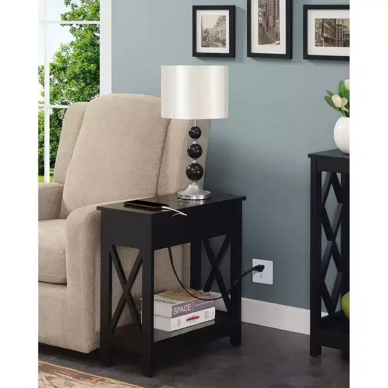 Oxford Flip Top End Table with Charging Station - Breighton Home