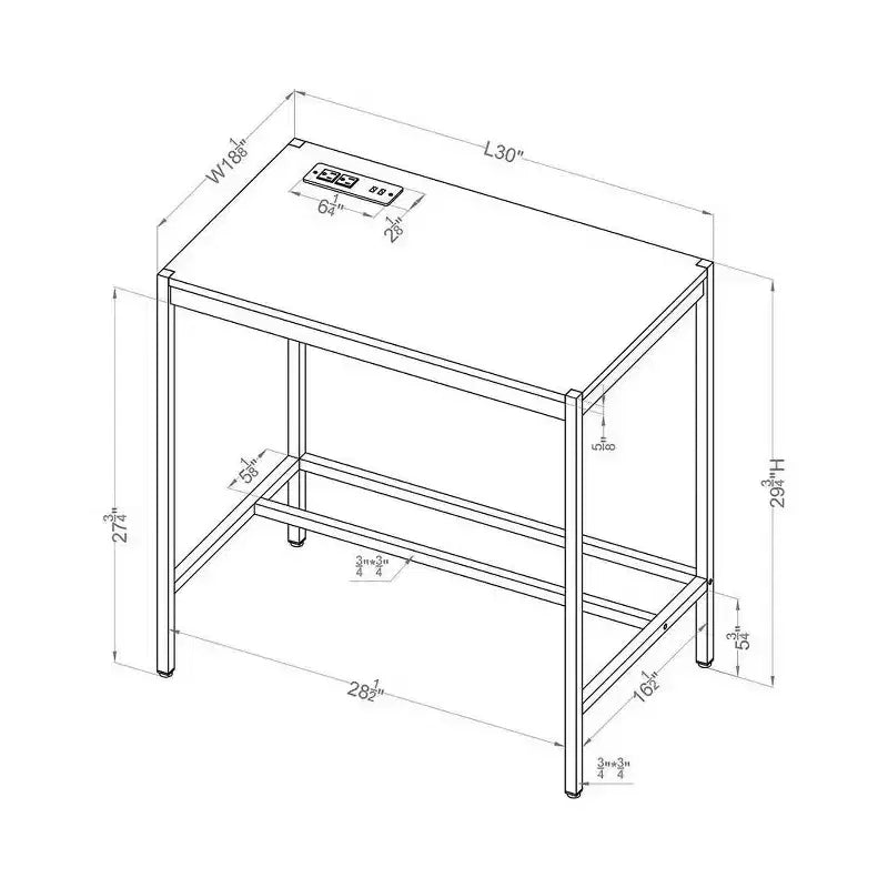 24/7 Shop At Home Everbay Writing Desk with Power and USB Plug