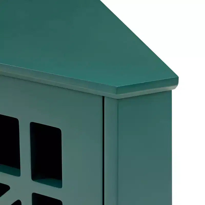 2 Door Corner Accent Cabinet with Fretwork Doors - Saracina Home