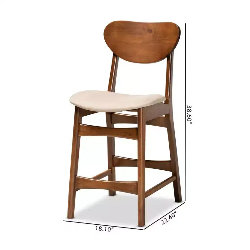 2pc Katya Fabric Upholstered and Wood Counter Height Barstool Set - Baxton Studio